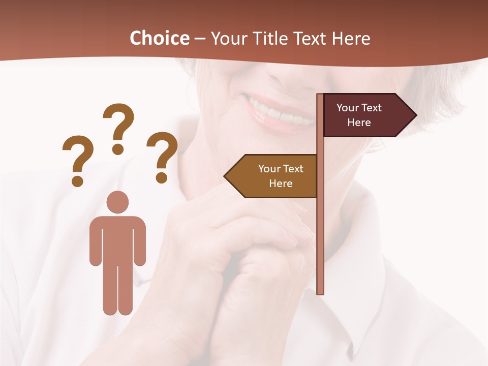 Portrait Of Mature Woman Smiling At Camera Over White Background PowerPoint Template