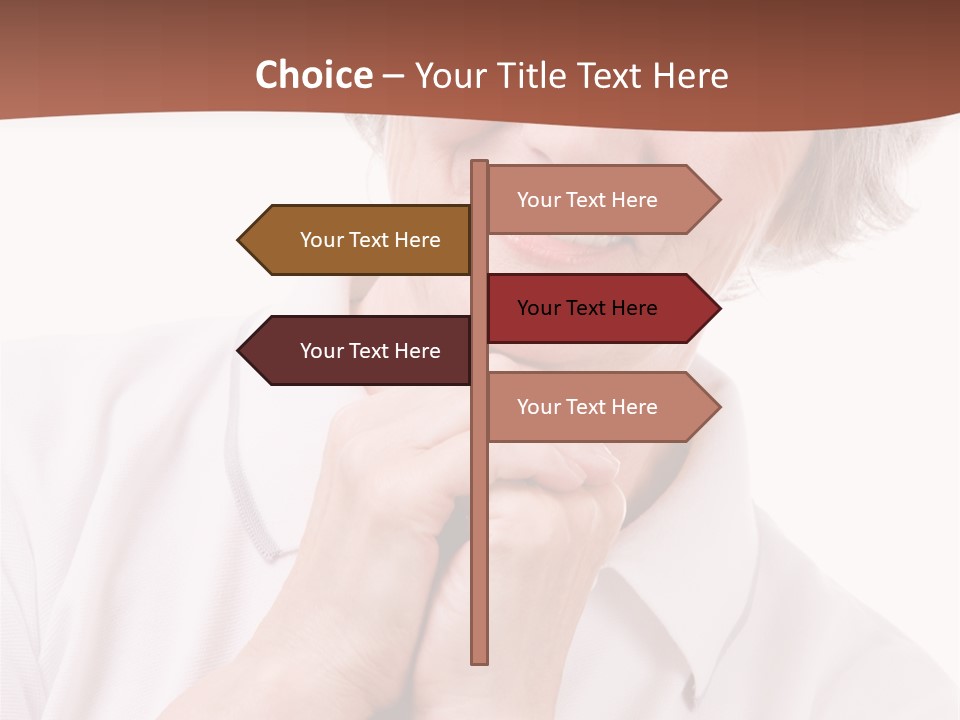 Portrait Of Mature Woman Smiling At Camera Over White Background PowerPoint Template