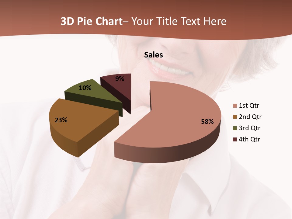 Portrait Of Mature Woman Smiling At Camera Over White Background PowerPoint Template