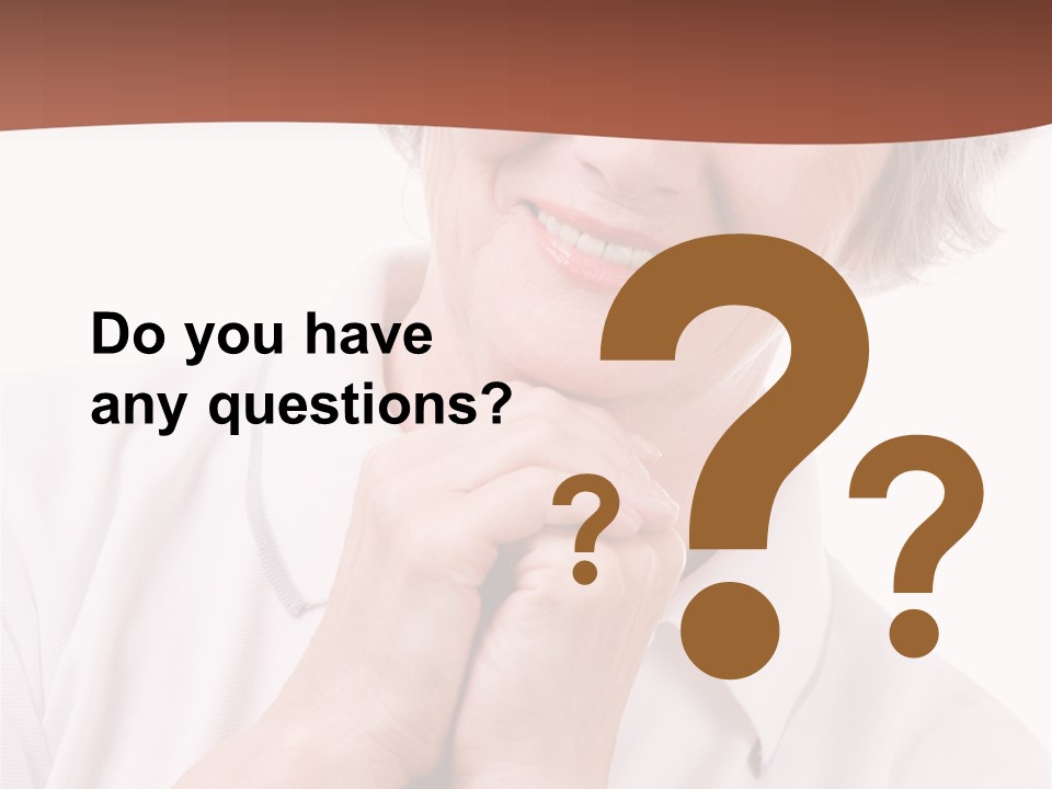 Portrait Of Mature Woman Smiling At Camera Over White Background PowerPoint Template