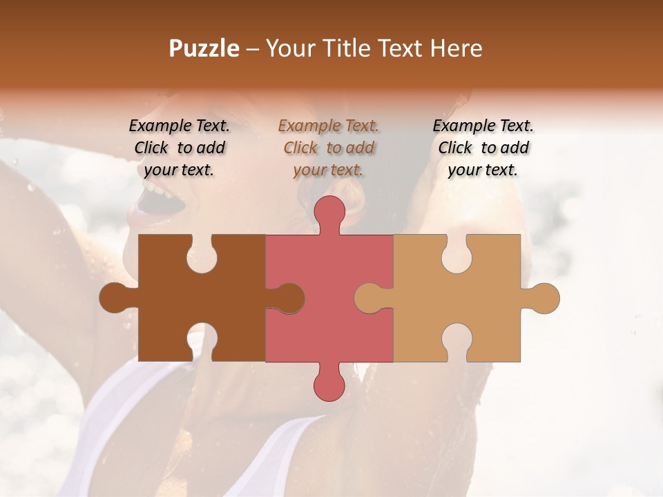 Heat. The Young Woman Bathes In A City Fountain PowerPoint Template