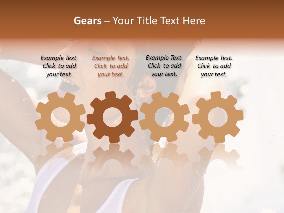 Heat. The Young Woman Bathes In A City Fountain PowerPoint Template