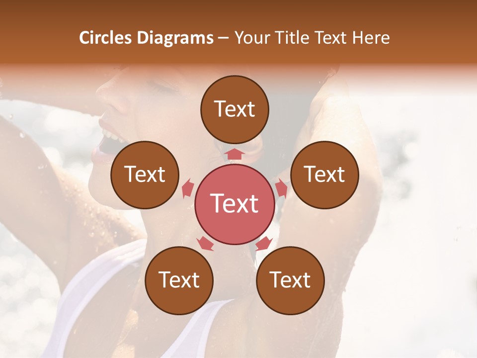 Heat. The Young Woman Bathes In A City Fountain PowerPoint Template