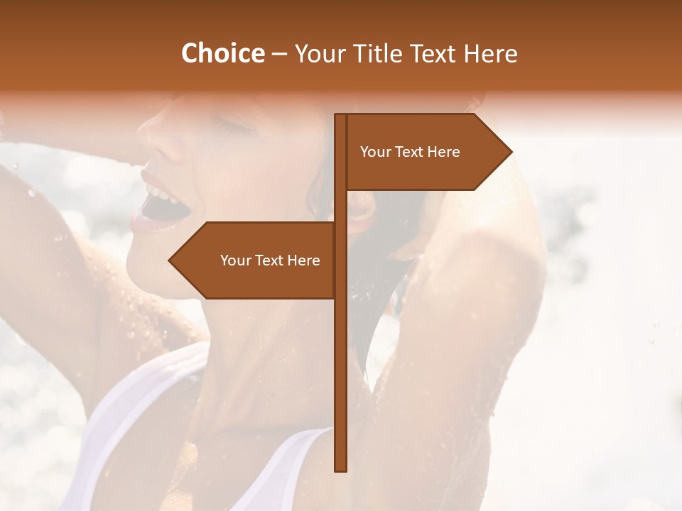 Heat. The Young Woman Bathes In A City Fountain PowerPoint Template