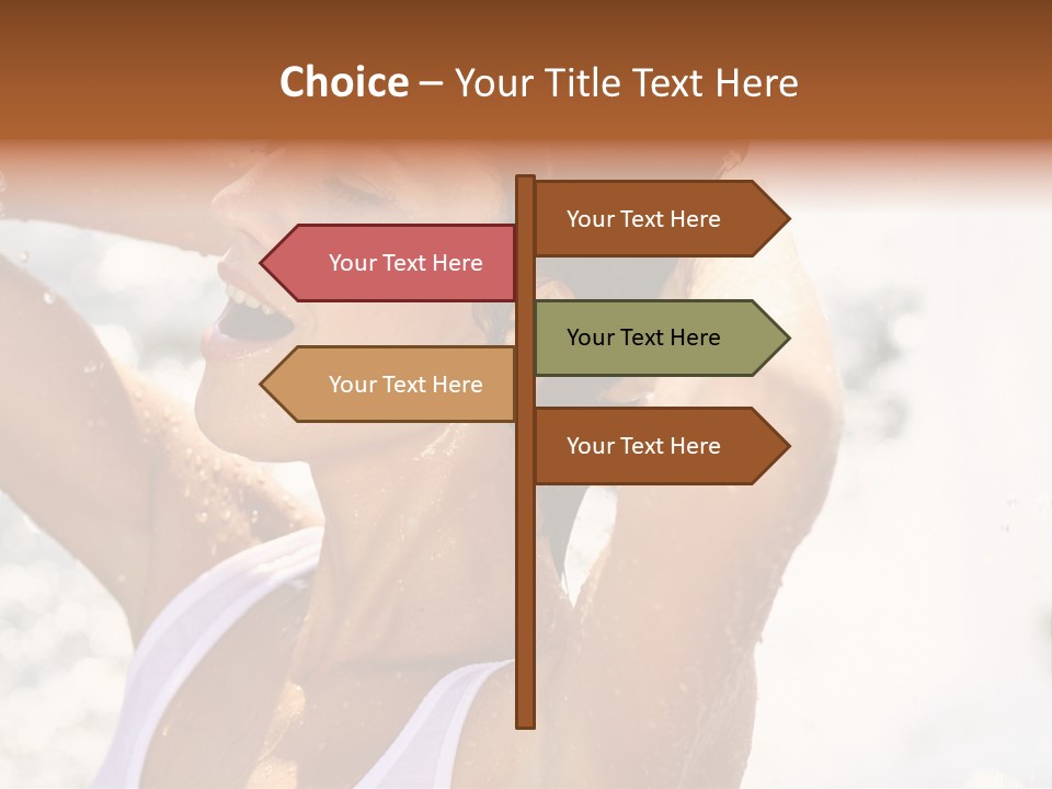 Heat. The Young Woman Bathes In A City Fountain PowerPoint Template