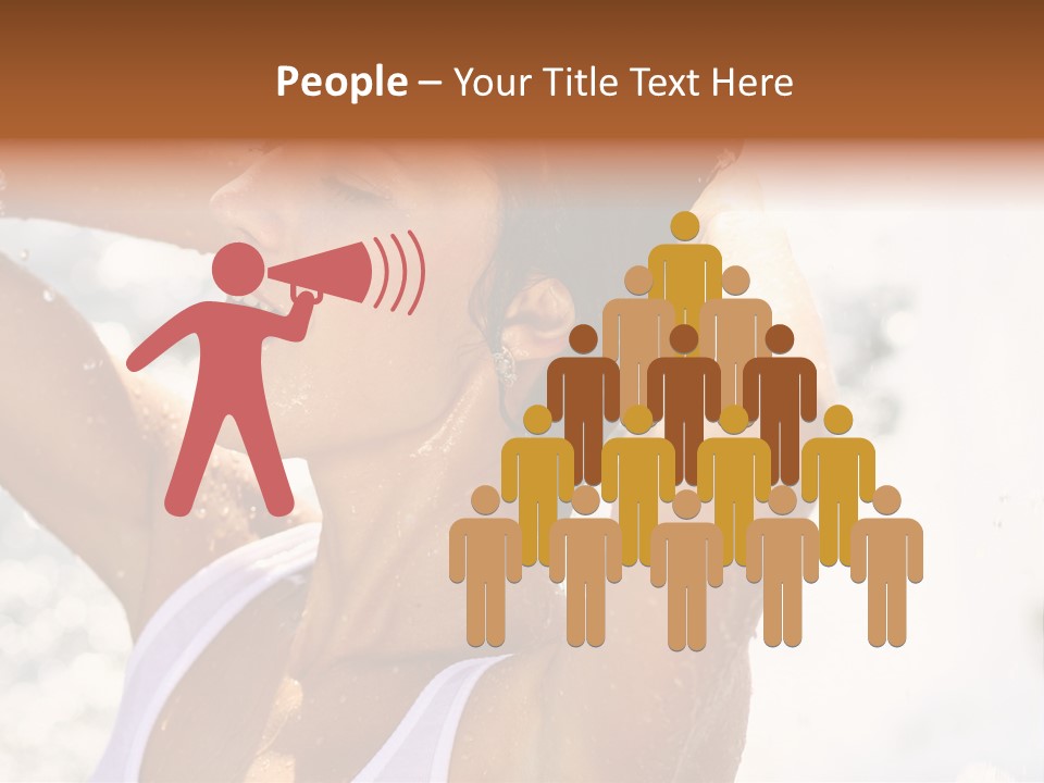 Heat. The Young Woman Bathes In A City Fountain PowerPoint Template