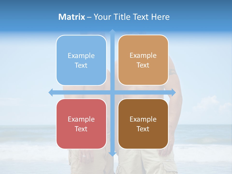 Shirtless Gay Couple Standing On A Beach PowerPoint Template