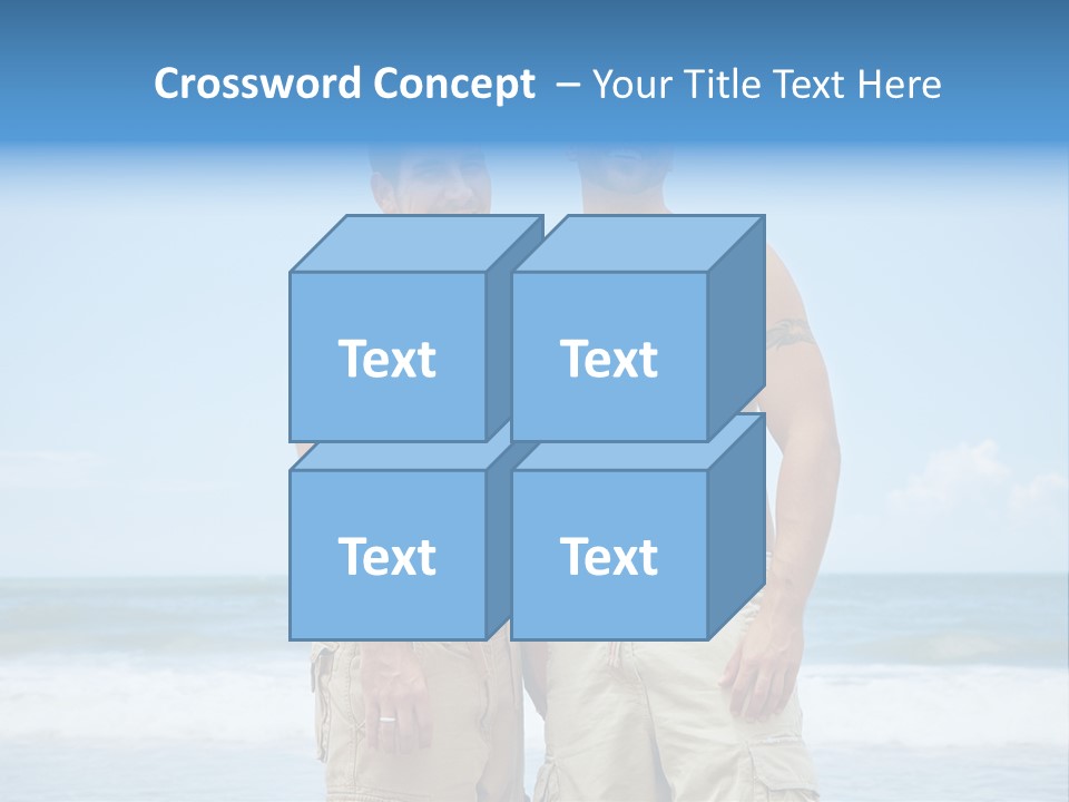 Shirtless Gay Couple Standing On A Beach PowerPoint Template