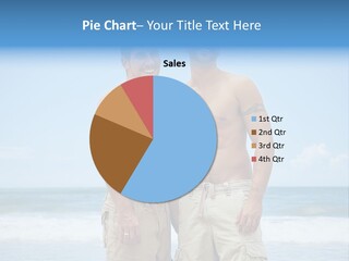 Shirtless Gay Couple Standing On A Beach PowerPoint Template