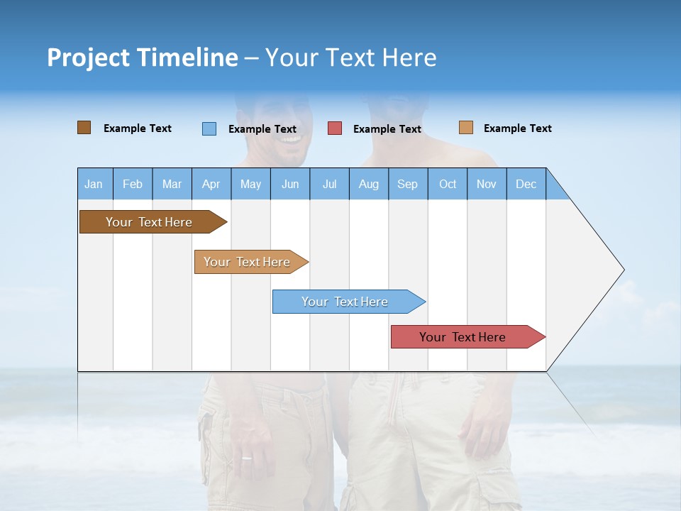 Shirtless Gay Couple Standing On A Beach PowerPoint Template