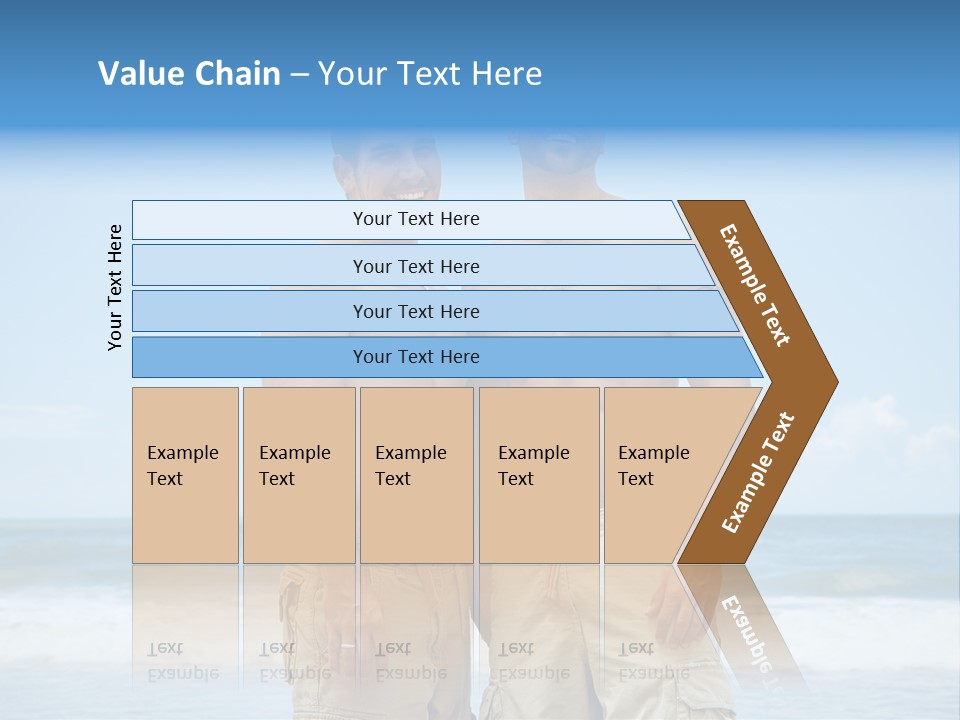 Shirtless Gay Couple Standing On A Beach PowerPoint Template