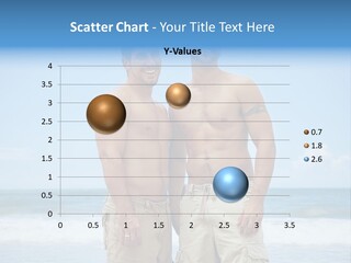 Shirtless Gay Couple Standing On A Beach PowerPoint Template