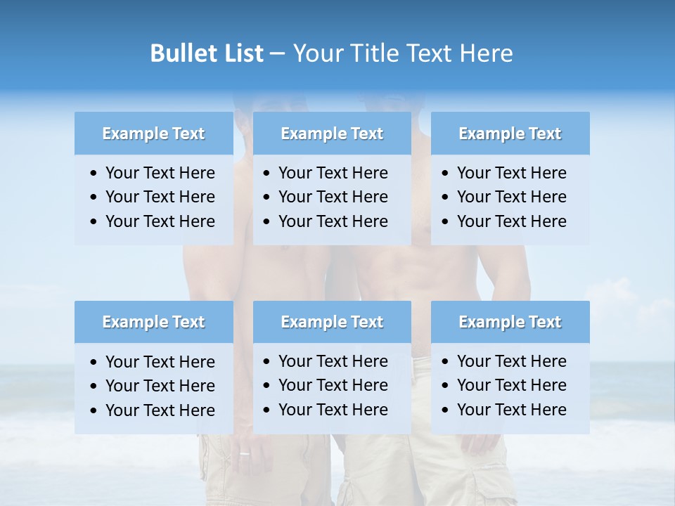 Shirtless Gay Couple Standing On A Beach PowerPoint Template