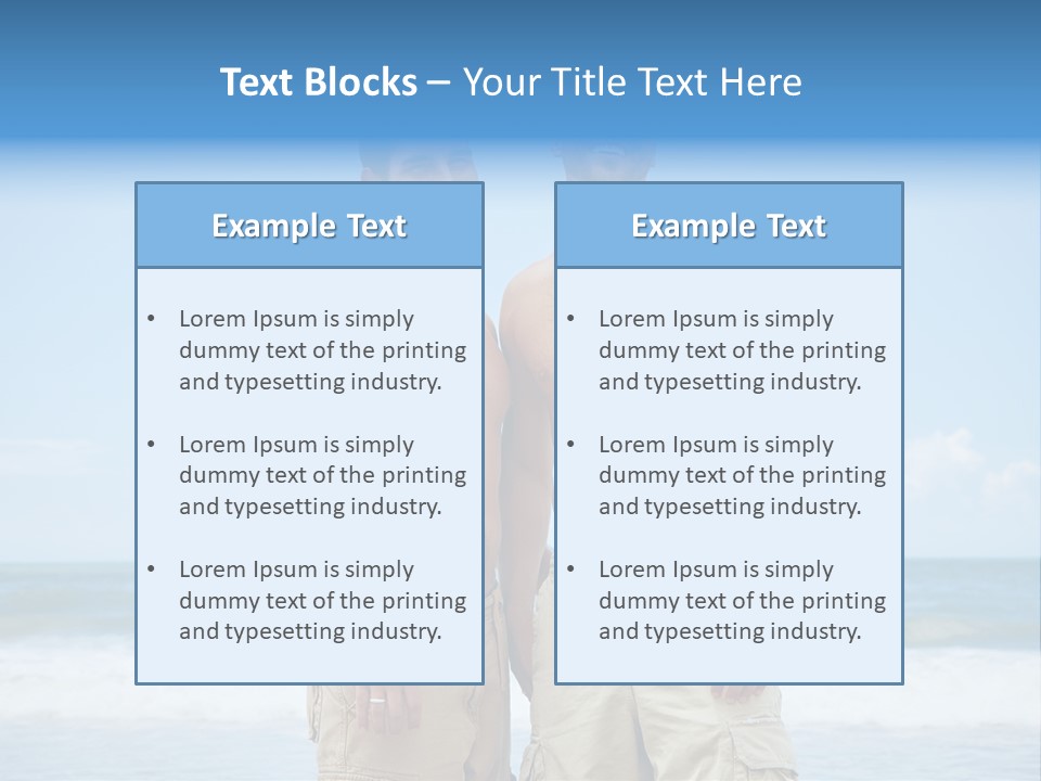 Shirtless Gay Couple Standing On A Beach PowerPoint Template