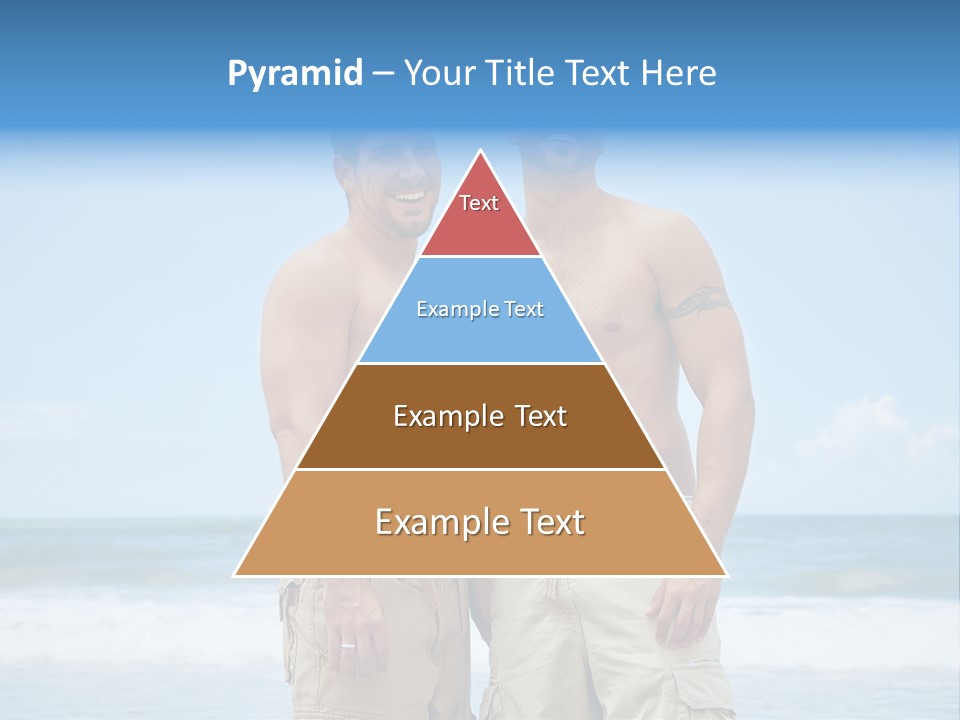 Shirtless Gay Couple Standing On A Beach PowerPoint Template