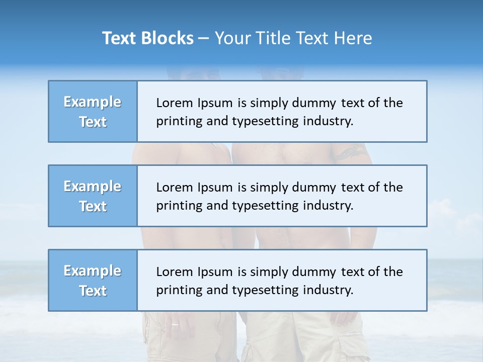 Shirtless Gay Couple Standing On A Beach PowerPoint Template
