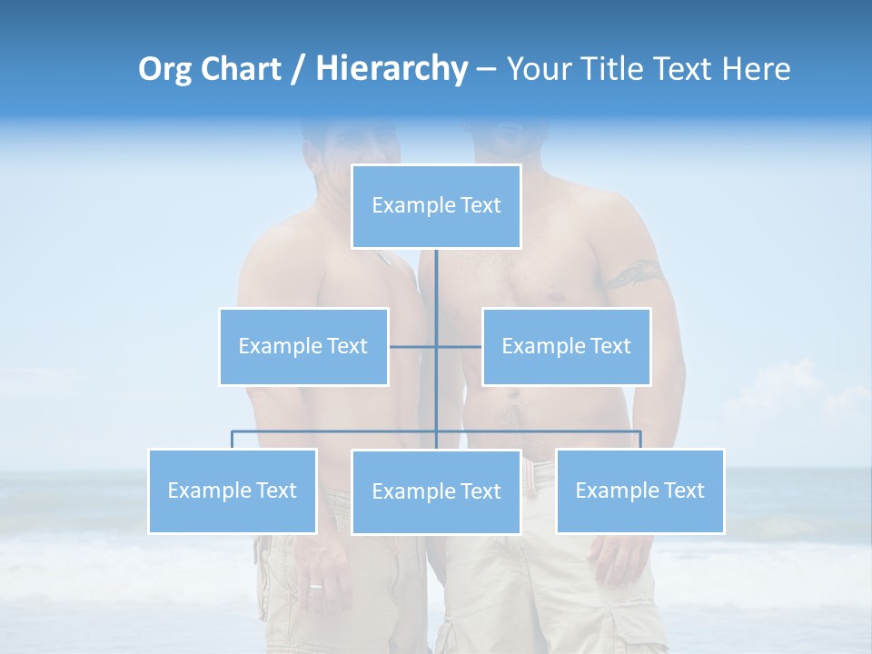 Shirtless Gay Couple Standing On A Beach PowerPoint Template