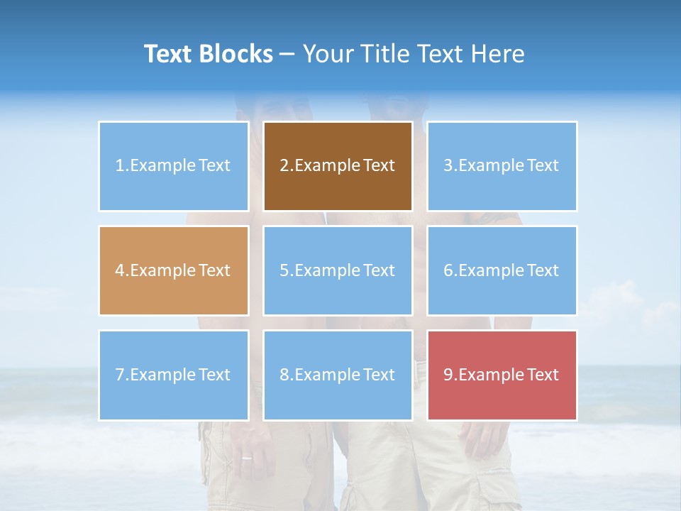 Shirtless Gay Couple Standing On A Beach PowerPoint Template