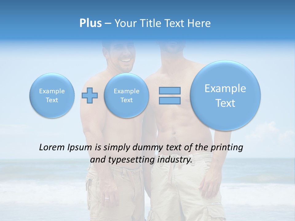 Shirtless Gay Couple Standing On A Beach PowerPoint Template