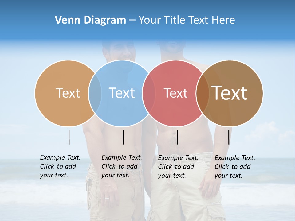 Shirtless Gay Couple Standing On A Beach PowerPoint Template