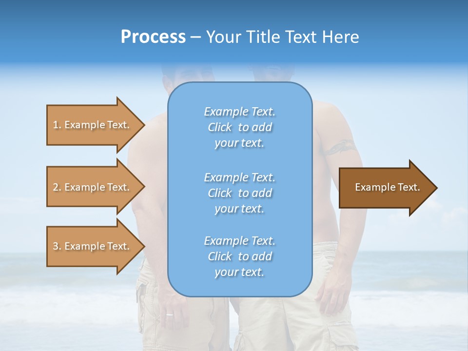 Shirtless Gay Couple Standing On A Beach PowerPoint Template