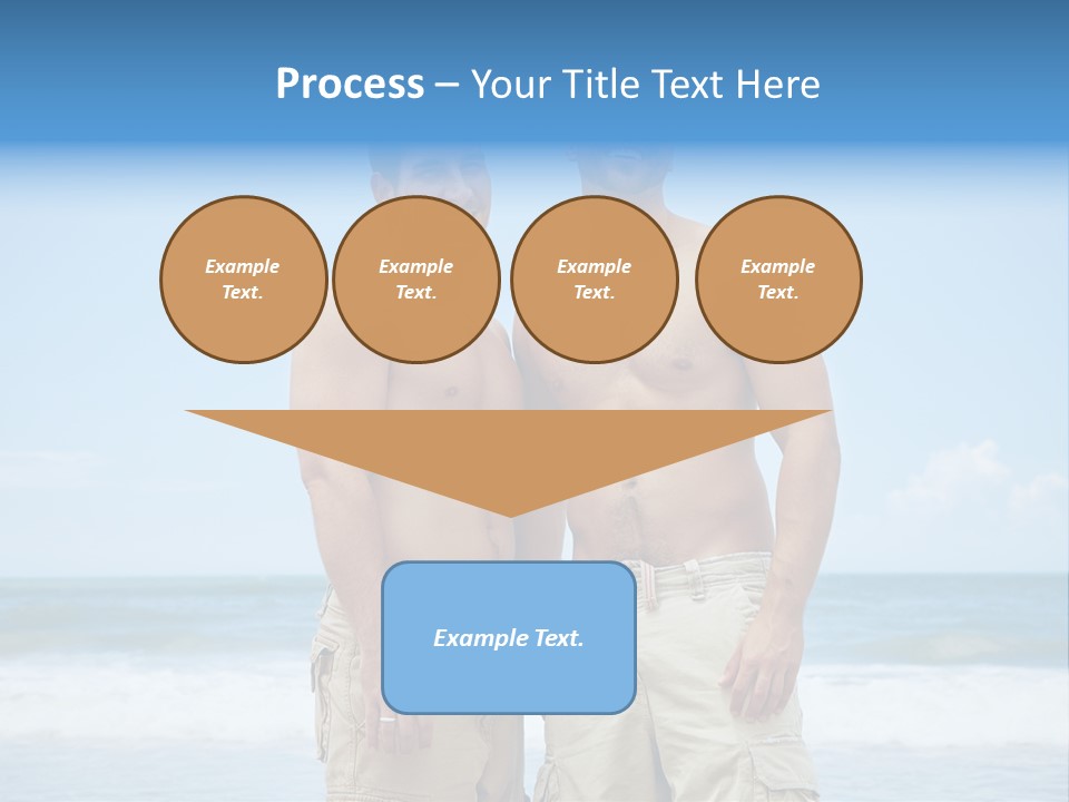 Shirtless Gay Couple Standing On A Beach PowerPoint Template