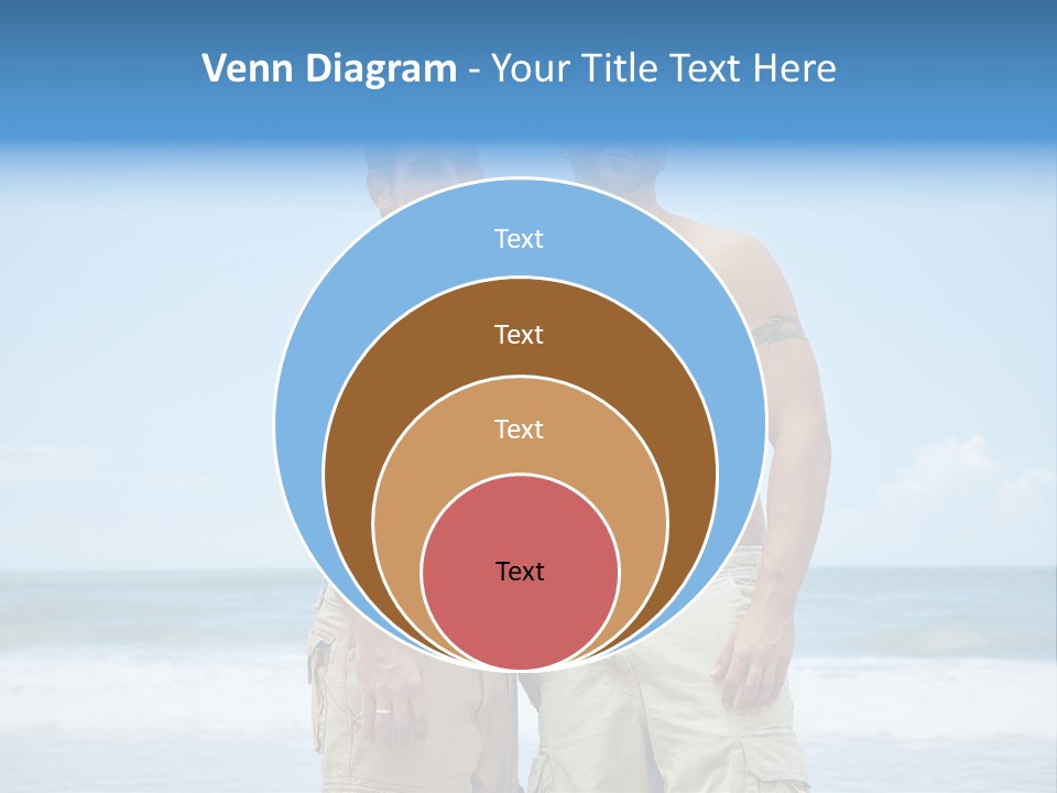 Shirtless Gay Couple Standing On A Beach PowerPoint Template