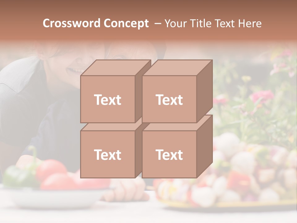 A Young Woman - Grandchild Or Carer - Next To An Old Woman At The Table, With Fresh Food In Front Of Them. PowerPoint Template