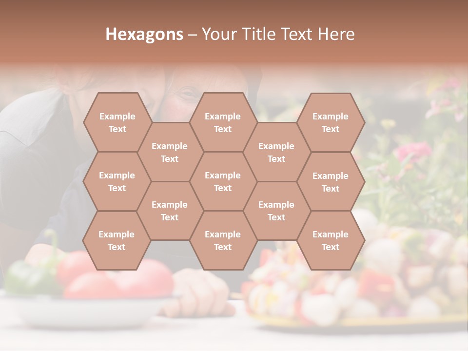 A Young Woman - Grandchild Or Carer - Next To An Old Woman At The Table, With Fresh Food In Front Of Them. PowerPoint Template