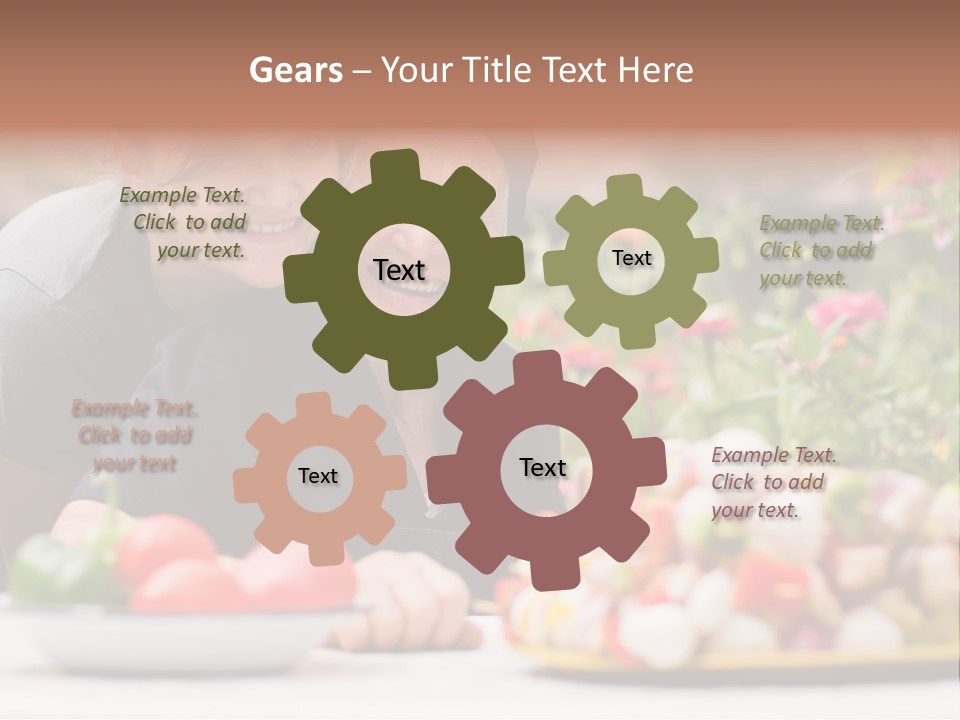 A Young Woman - Grandchild Or Carer - Next To An Old Woman At The Table, With Fresh Food In Front Of Them. PowerPoint Template