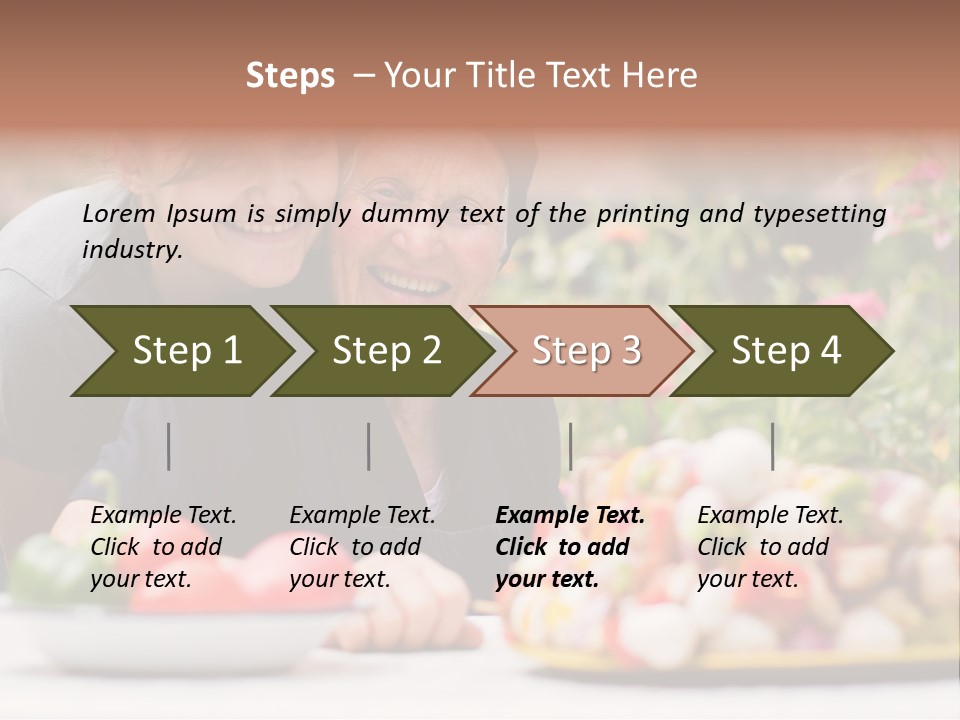 A Young Woman - Grandchild Or Carer - Next To An Old Woman At The Table, With Fresh Food In Front Of Them. PowerPoint Template