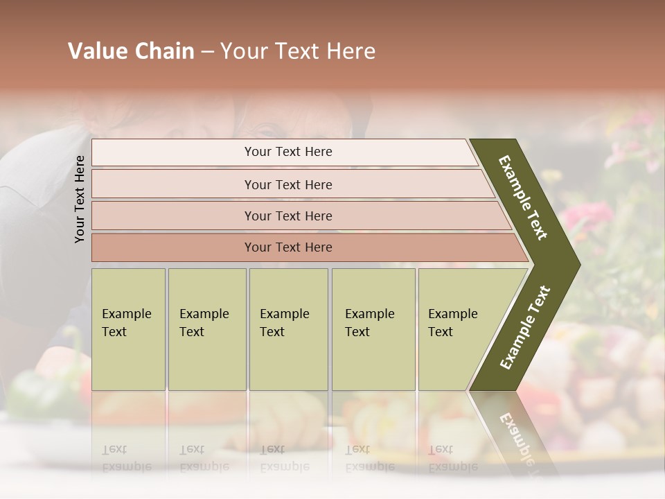 A Young Woman - Grandchild Or Carer - Next To An Old Woman At The Table, With Fresh Food In Front Of Them. PowerPoint Template