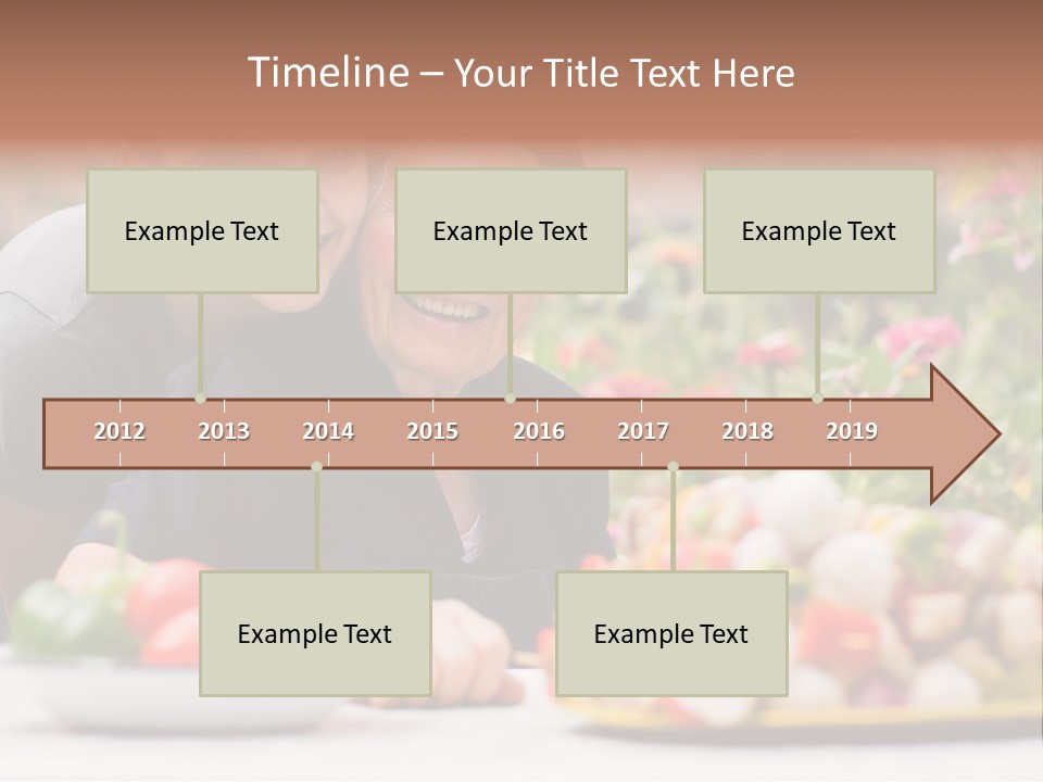 A Young Woman - Grandchild Or Carer - Next To An Old Woman At The Table, With Fresh Food In Front Of Them. PowerPoint Template