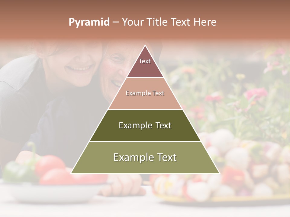 A Young Woman - Grandchild Or Carer - Next To An Old Woman At The Table, With Fresh Food In Front Of Them. PowerPoint Template
