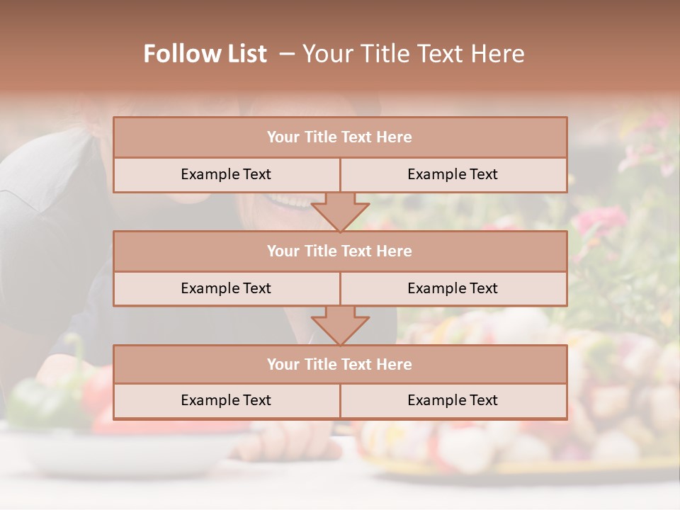 A Young Woman - Grandchild Or Carer - Next To An Old Woman At The Table, With Fresh Food In Front Of Them. PowerPoint Template