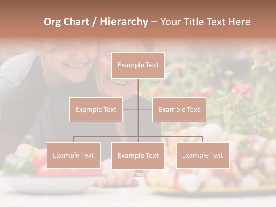 A Young Woman - Grandchild Or Carer - Next To An Old Woman At The Table, With Fresh Food In Front Of Them. PowerPoint Template