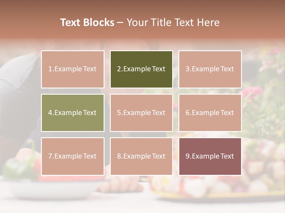 A Young Woman - Grandchild Or Carer - Next To An Old Woman At The Table, With Fresh Food In Front Of Them. PowerPoint Template
