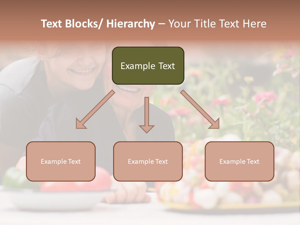 A Young Woman - Grandchild Or Carer - Next To An Old Woman At The Table, With Fresh Food In Front Of Them. PowerPoint Template
