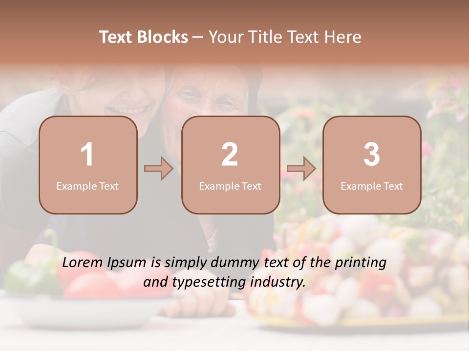 A Young Woman - Grandchild Or Carer - Next To An Old Woman At The Table, With Fresh Food In Front Of Them. PowerPoint Template
