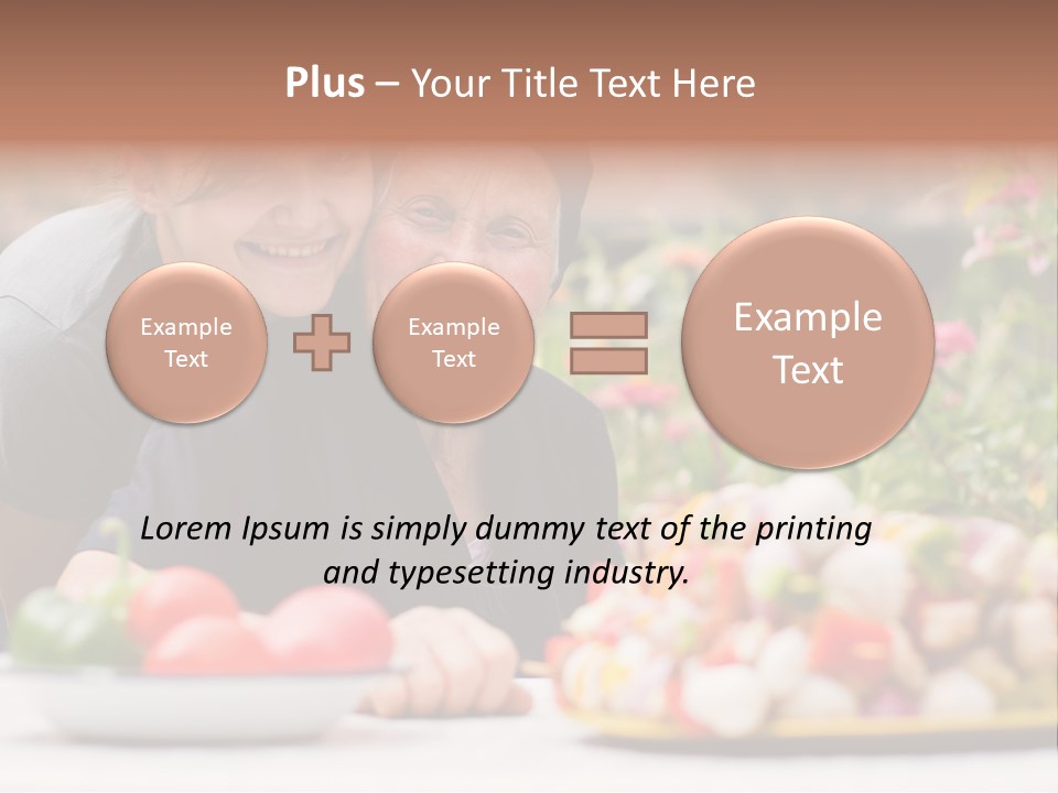 A Young Woman - Grandchild Or Carer - Next To An Old Woman At The Table, With Fresh Food In Front Of Them. PowerPoint Template
