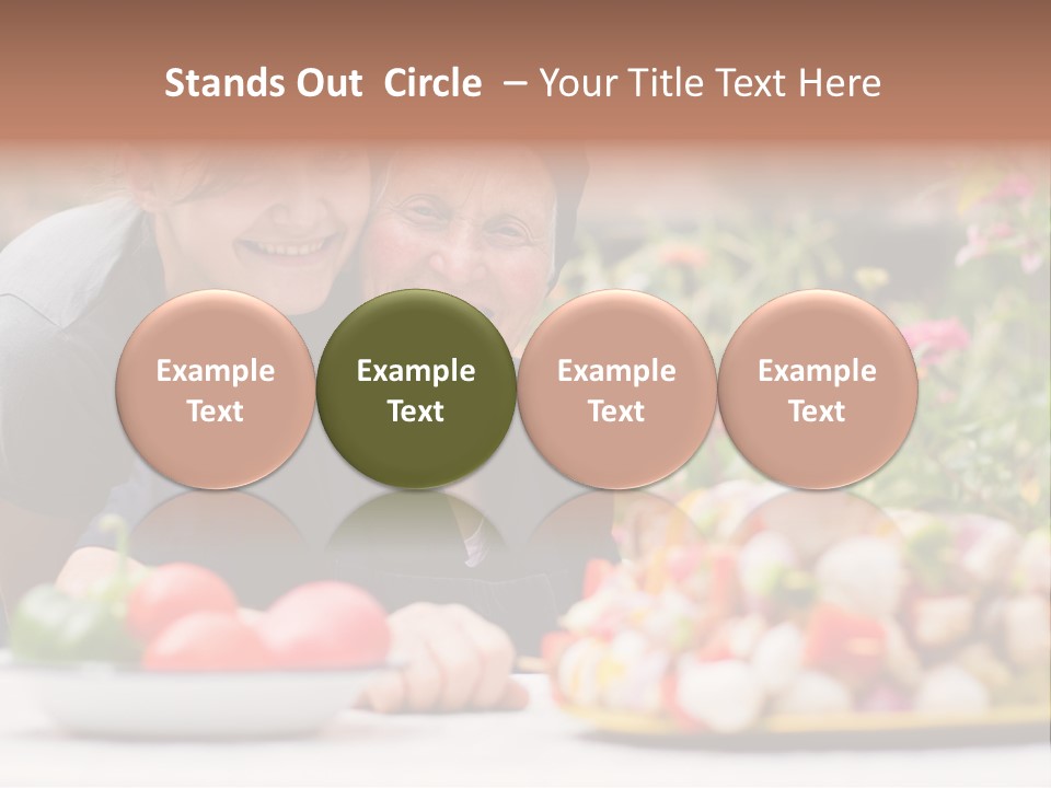 A Young Woman - Grandchild Or Carer - Next To An Old Woman At The Table, With Fresh Food In Front Of Them. PowerPoint Template