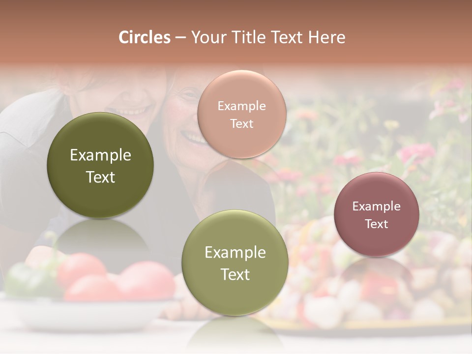 A Young Woman - Grandchild Or Carer - Next To An Old Woman At The Table, With Fresh Food In Front Of Them. PowerPoint Template