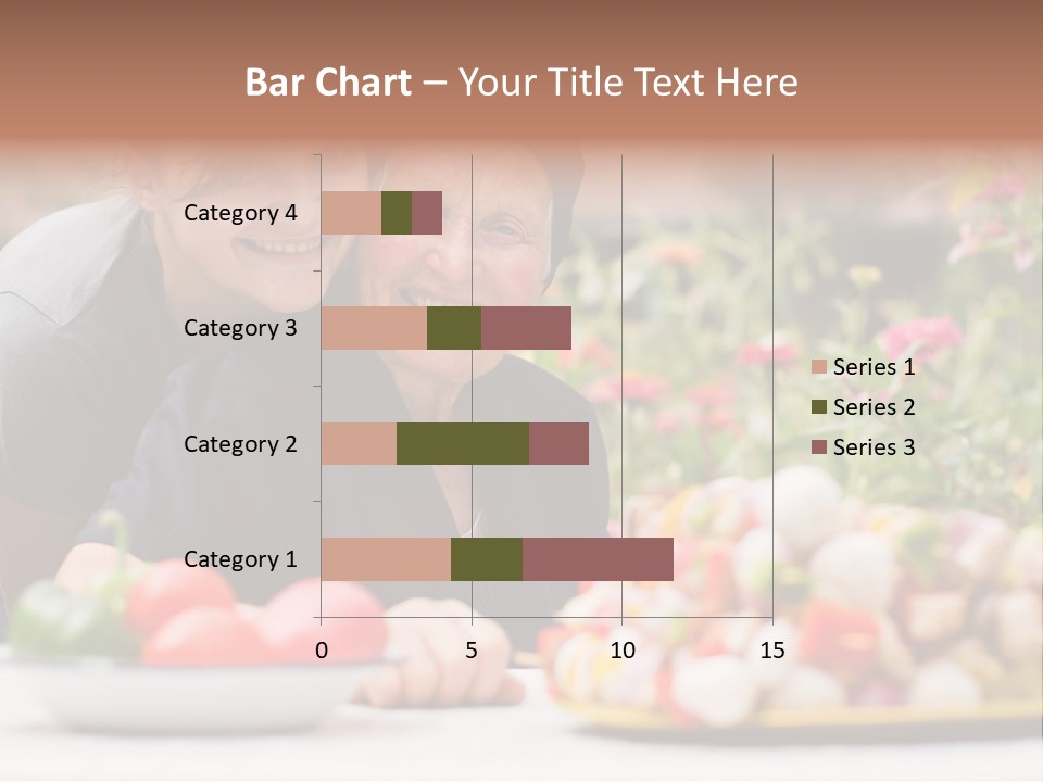 A Young Woman - Grandchild Or Carer - Next To An Old Woman At The Table, With Fresh Food In Front Of Them. PowerPoint Template