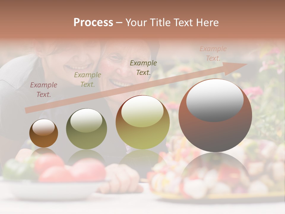 A Young Woman - Grandchild Or Carer - Next To An Old Woman At The Table, With Fresh Food In Front Of Them. PowerPoint Template