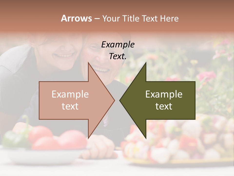 A Young Woman - Grandchild Or Carer - Next To An Old Woman At The Table, With Fresh Food In Front Of Them. PowerPoint Template