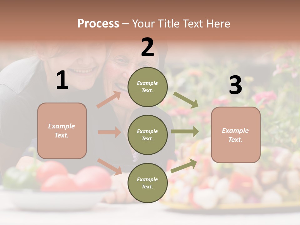 A Young Woman - Grandchild Or Carer - Next To An Old Woman At The Table, With Fresh Food In Front Of Them. PowerPoint Template