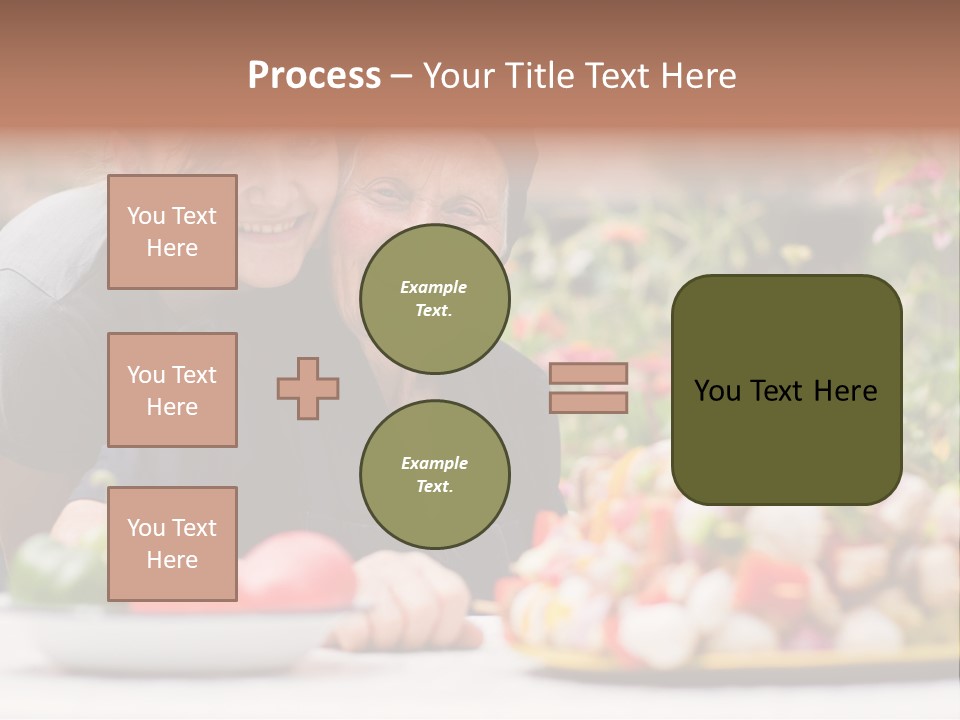 A Young Woman - Grandchild Or Carer - Next To An Old Woman At The Table, With Fresh Food In Front Of Them. PowerPoint Template