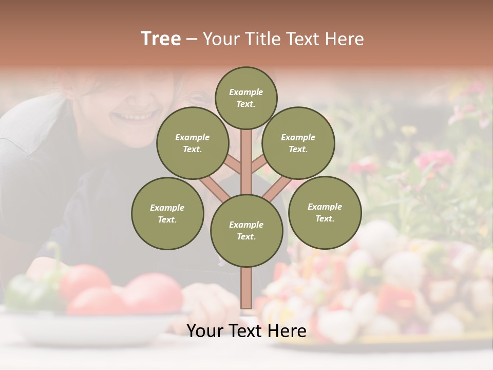 A Young Woman - Grandchild Or Carer - Next To An Old Woman At The Table, With Fresh Food In Front Of Them. PowerPoint Template