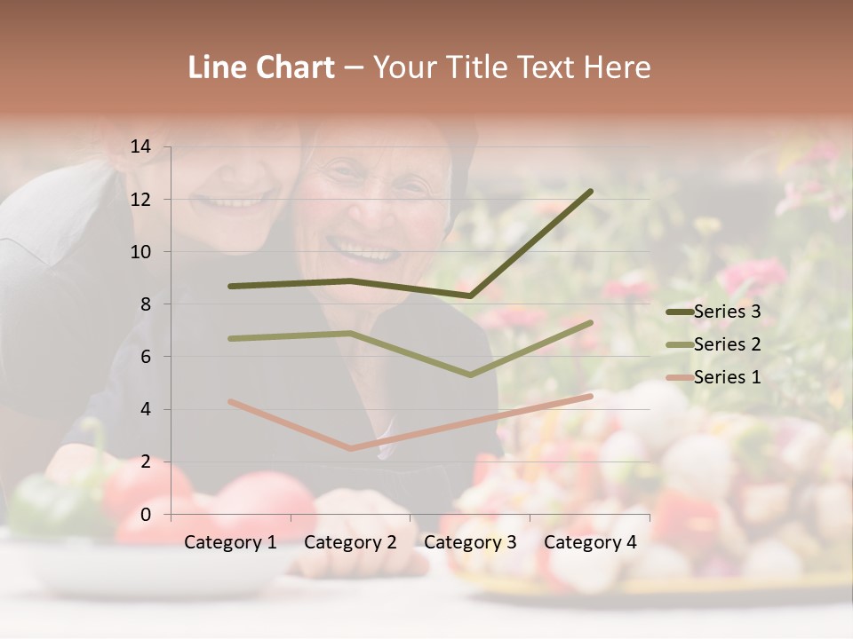 A Young Woman - Grandchild Or Carer - Next To An Old Woman At The Table, With Fresh Food In Front Of Them. PowerPoint Template