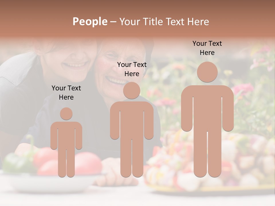 A Young Woman - Grandchild Or Carer - Next To An Old Woman At The Table, With Fresh Food In Front Of Them. PowerPoint Template